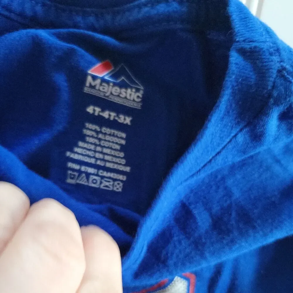 Texas Rangers Shirt Boys 4 Blue Red Crew Neck Short Sleeve Hamels 35 Comfort Top